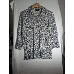 Karl Lagerfeld Black White Floral Print Women's Top